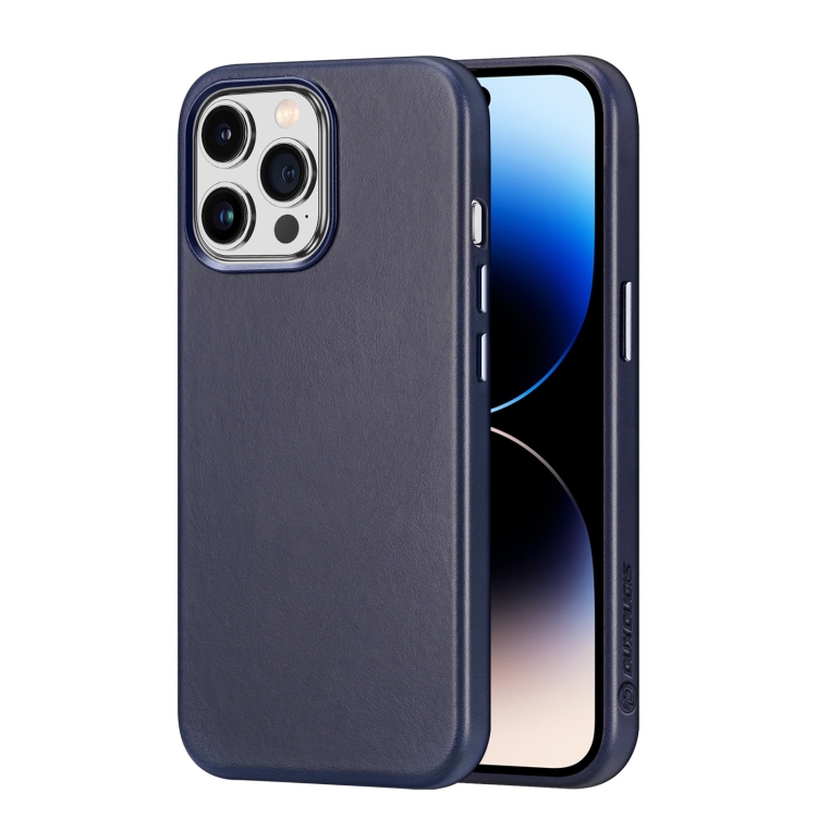

For iPhone 14 Pro DUX DUCIS NAPLES Series Genuine Leather MagSafe Magnetic Phone Case(Blue)