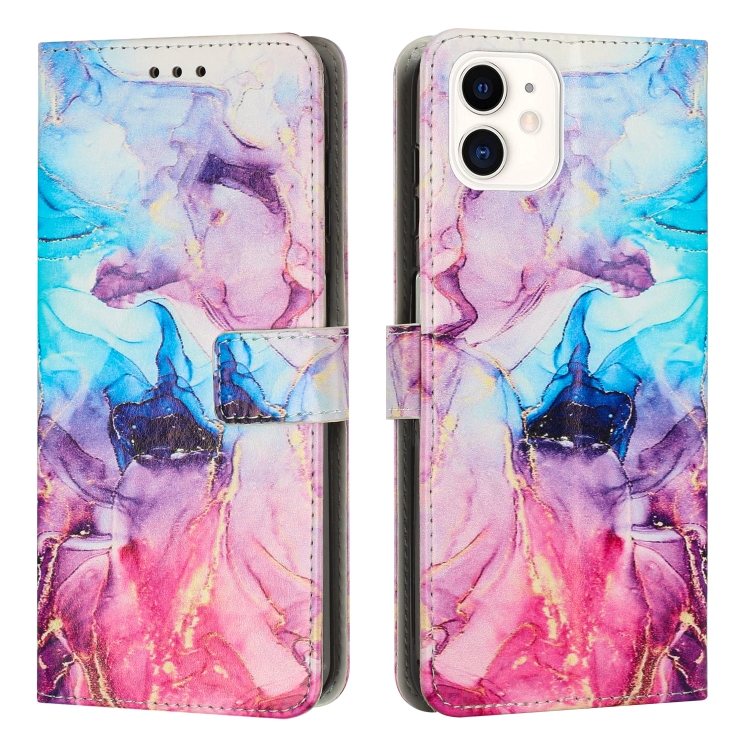 

Painted Marble Pattern Leather Phone Case For iPhone 11(Pink Purple)