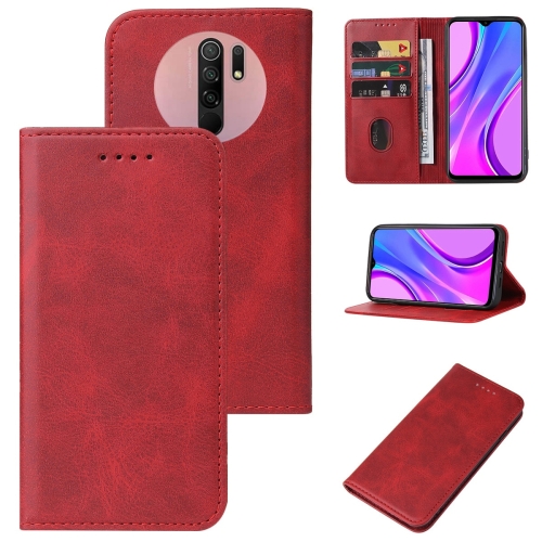 

For Xiaomi Redmi 9 Prime Magnetic Closure Leather Phone Case(Red)