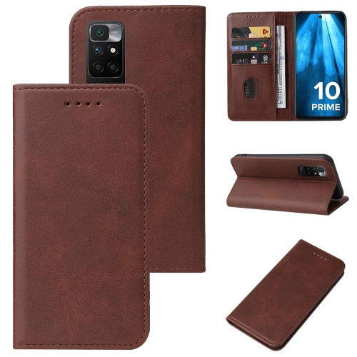 

For Xiaomi Redmi 10 Prime 2022 Magnetic Closure Leather Phone Case(Brown)