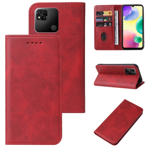 

For Xiaomi Redmi 10A Magnetic Closure Leather Phone Case(Red)