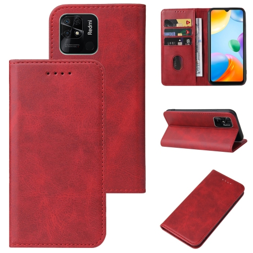 

For Xiaomi Redmi 10C Magnetic Closure Leather Phone Case(Red)