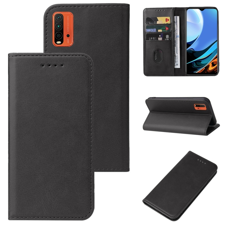 

For Xiaomi Redmi 9 Power India Magnetic Closure Leather Phone Case(Black)