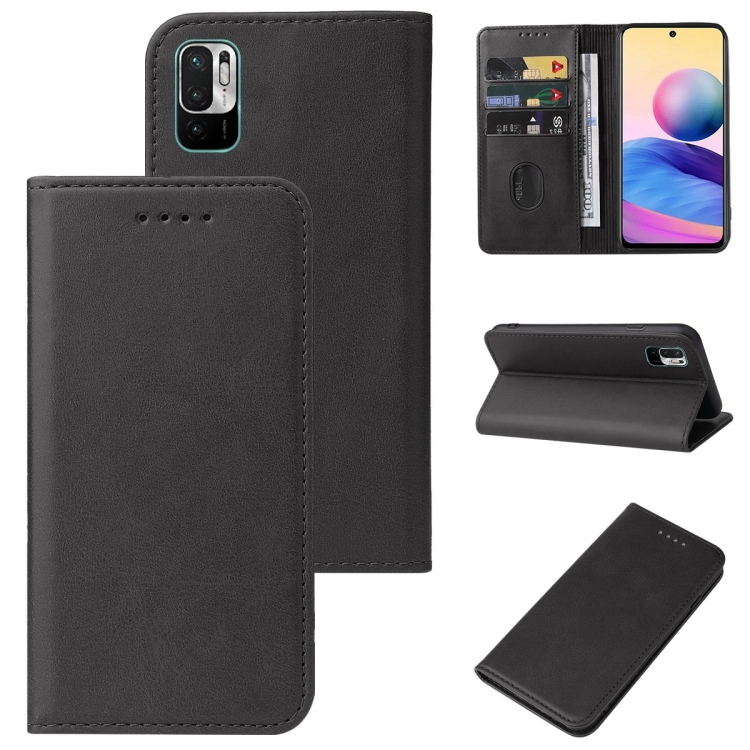 

For Xiaomi Redmi Note 10 JE Magnetic Closure Leather Phone Case(Black)