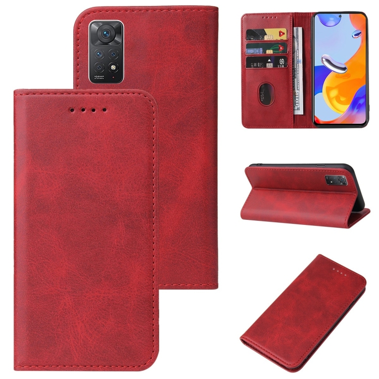 

For Xiaomi Redmi Note 11 Pro Magnetic Closure Leather Phone Case(Red)