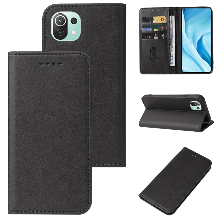 

For Xiaomi Mi 11 Lite 4G / 5G Magnetic Closure Leather Phone Case(Black)