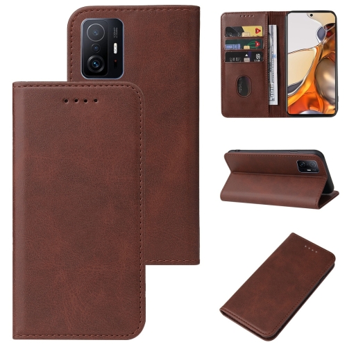 

For Xiaomi 11T / 11T Pro Magnetic Closure Leather Phone Case(Brown)