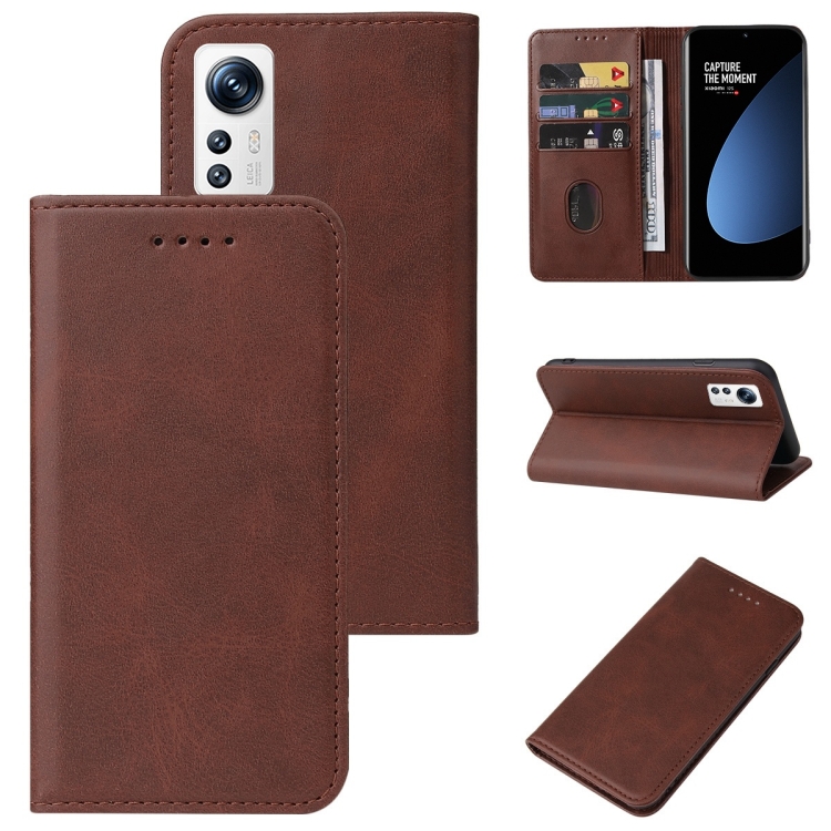 

For Xiaomi 12S Magnetic Closure Leather Phone Case(Brown)