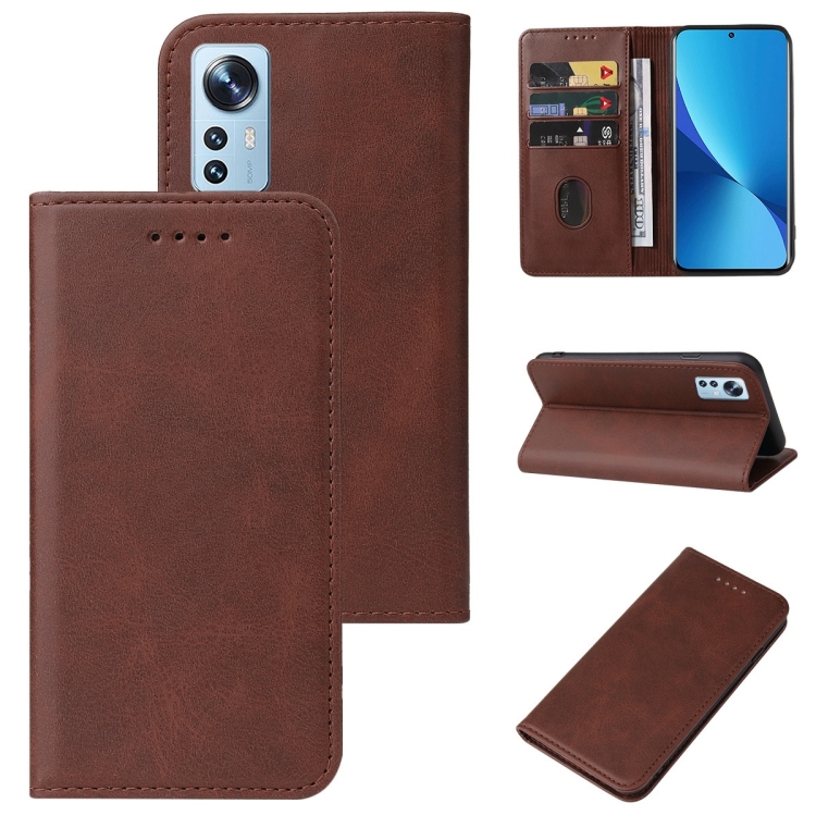 

For Xiaomi 12X Magnetic Closure Leather Phone Case(Brown)