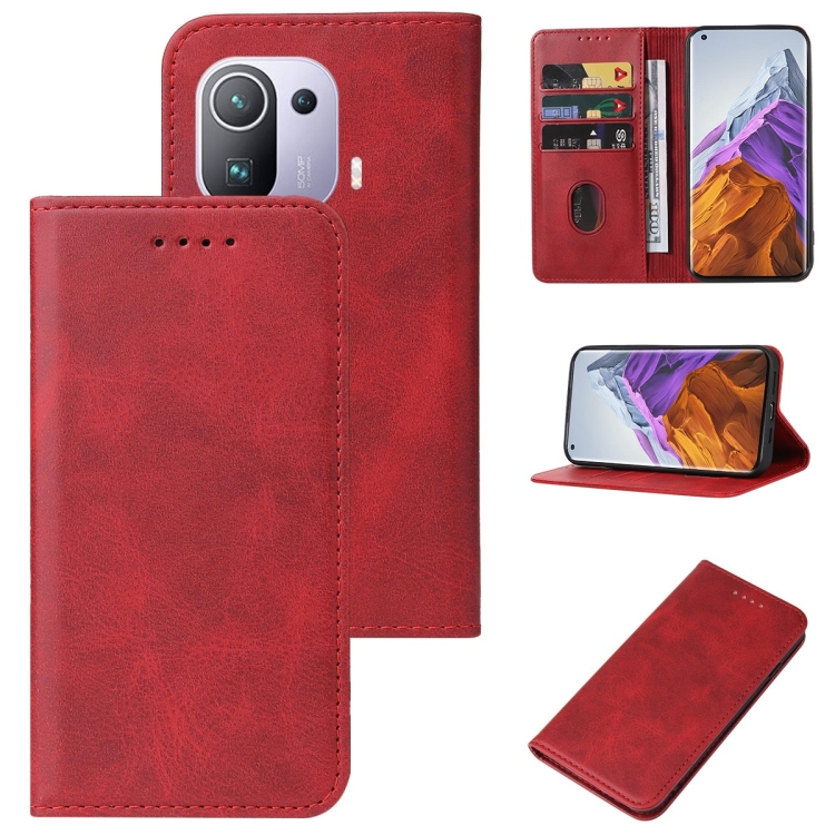 

For Xiaomi Mi 11 Pro Magnetic Closure Leather Phone Case(Red)