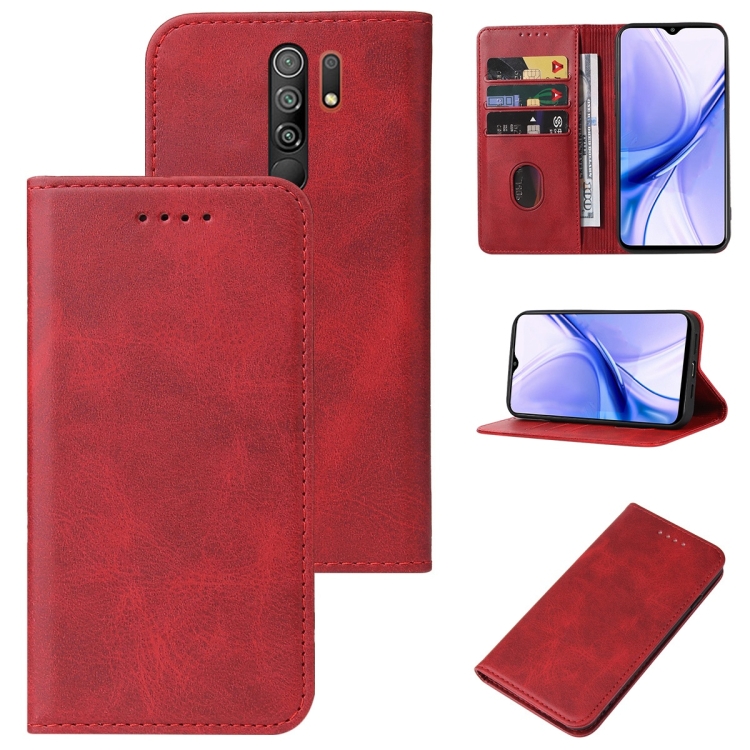 

For Xiaomi Poco M2 Magnetic Closure Leather Phone Case(Red)
