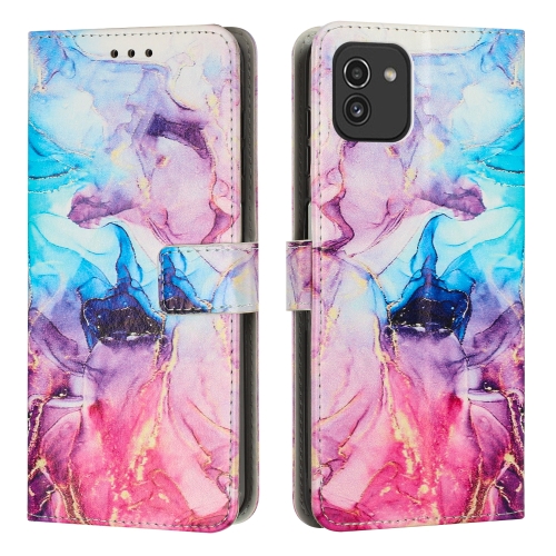 

For Samsung Galaxy A03 164mm Painted Marble Pattern Leather Phone Case(Pink Purple)