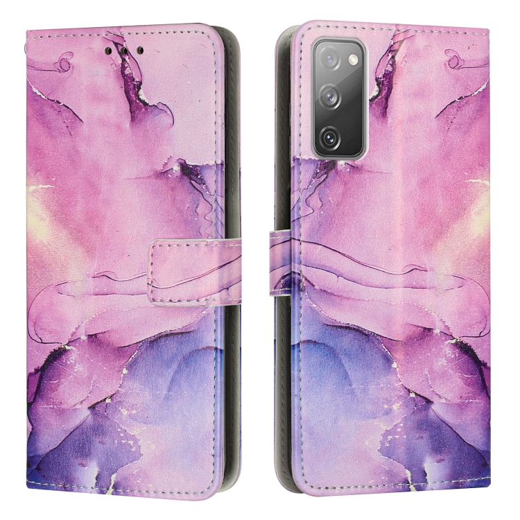 

For Samsung Galaxy S20 FE Painted Marble Pattern Leather Phone Case(Purple)