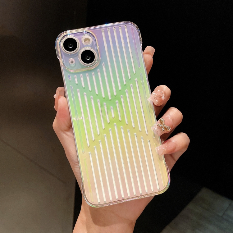 

For iPhone 12 Color Plating Hollow Acrylic Phone Case(Rainbow)