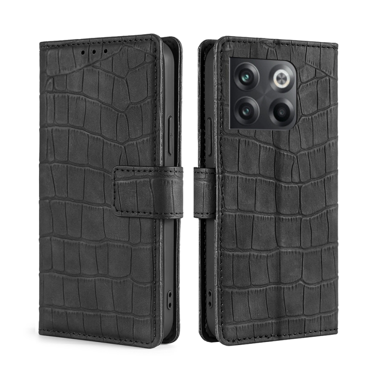 

For OnePlus Ace Pro 5G Skin Feel Crocodile Magnetic Clasp Leather Phone Case(Black)