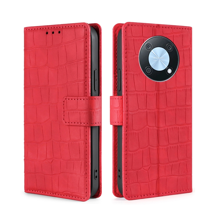 

For Huawei nova Y90 4G Skin Feel Crocodile Magnetic Clasp Leather Phone Case(Red)