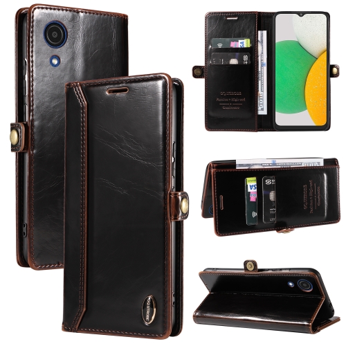 

For Samsung Galaxy A03 Core GQUTROBE RFID Blocking Oil Wax Leather Phone Case(Brown)