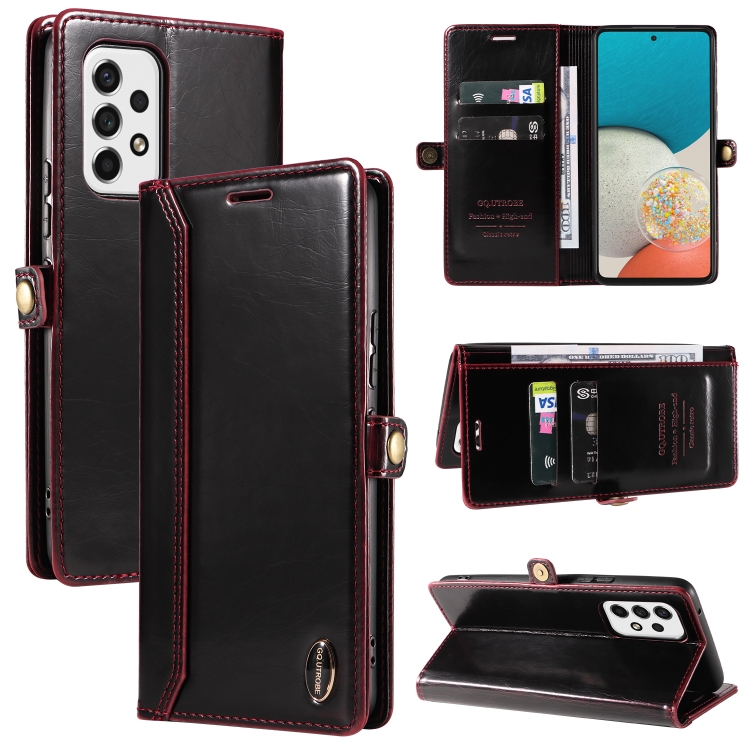 

For Samsung Galaxy A23 GQUTROBE RFID Blocking Oil Wax Leather Phone Case(Red)