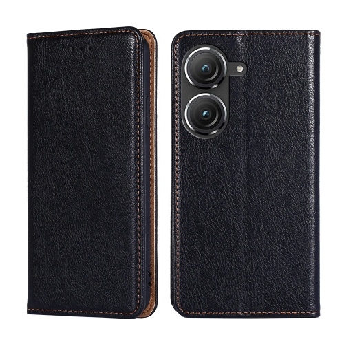 

For Asus Zenfone 9 Gloss Oil Solid Color Magnetic Leather Phone Case(Black)