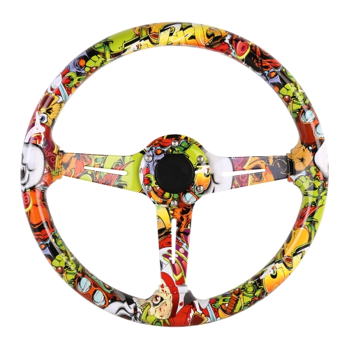 

35cm Car Racing Graffiti ABS Steering Wheel(Style 3)