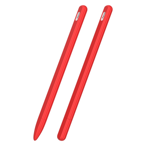 

3 in 1 Striped Liquid Silicone Stylus Case with Two Tip Caps For Apple Pencil 1(Red)