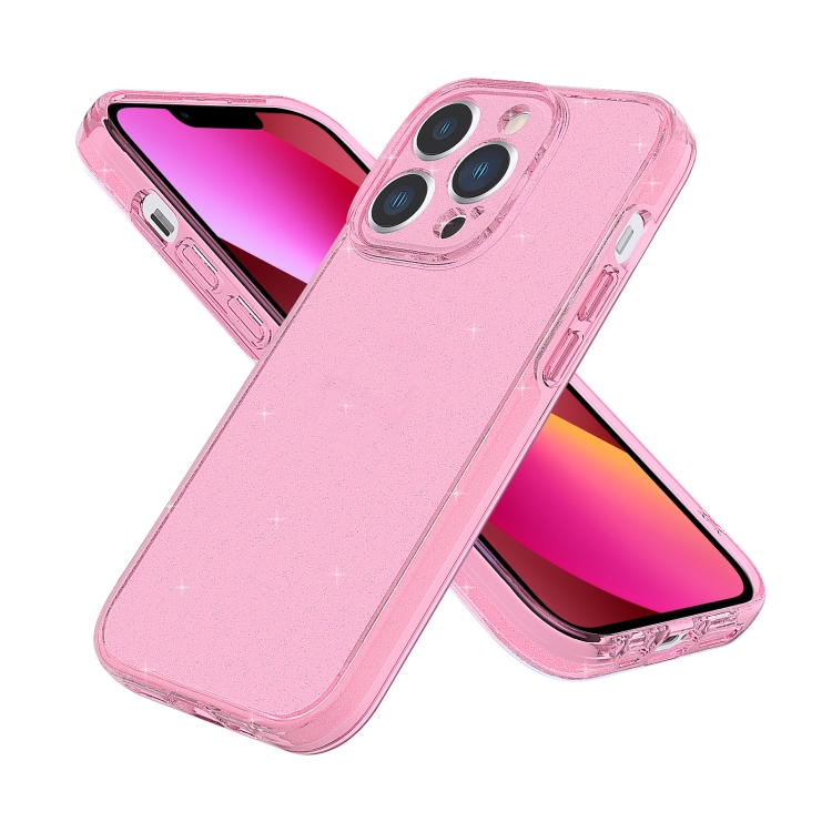 

For iPhone 14 Plus Fine Hole Phone Case (Shining Pink)
