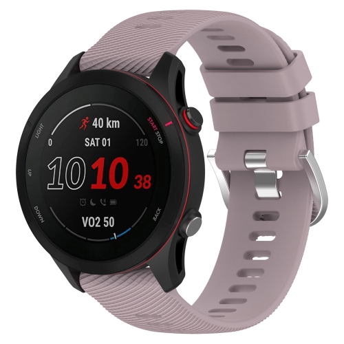 

For Garmin Forerunner255S 18mm Cross Textured Silicone Watch Band(Purple)