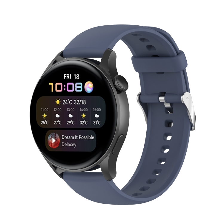 

For Huawei Watch3 Pro New Solid Color Soft Silicone Watch Band(Blue Grey)