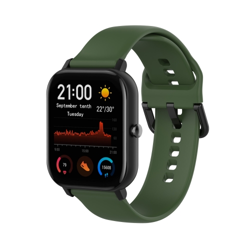 Per Amazfit GTS4 Mini cinturino in silicone morbido tinta unita, taglia:  taglia S (verde militare)