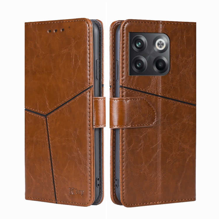 

For OnePlus Ace Pro 5G Geometric Stitching Leather Phone Case(Light Brown)