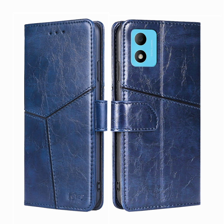 

For TCL 305i Geometric Stitching Leather Phone Case(Blue)