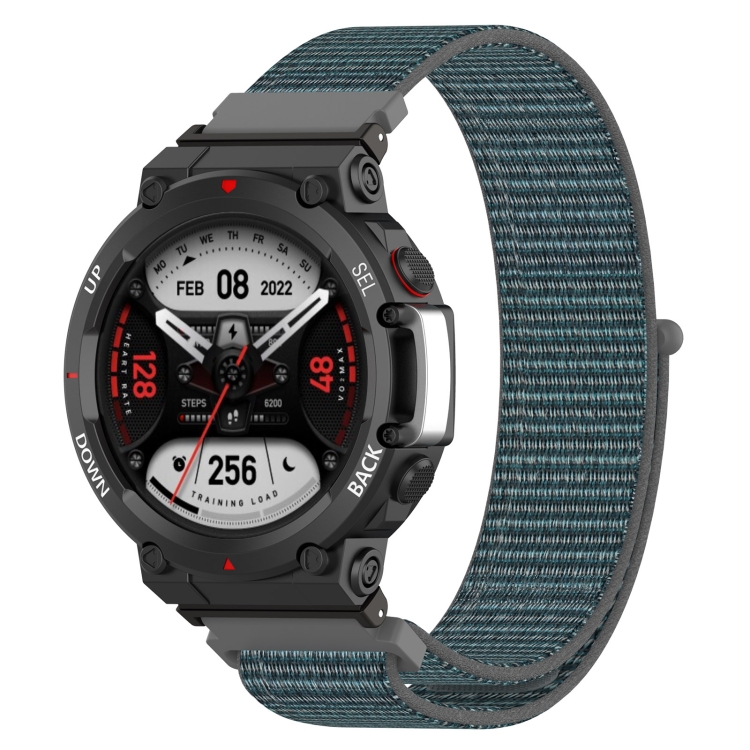 

For Amazfit T-Rex2 Nylon Loop Buckle Watch Band(Grey)