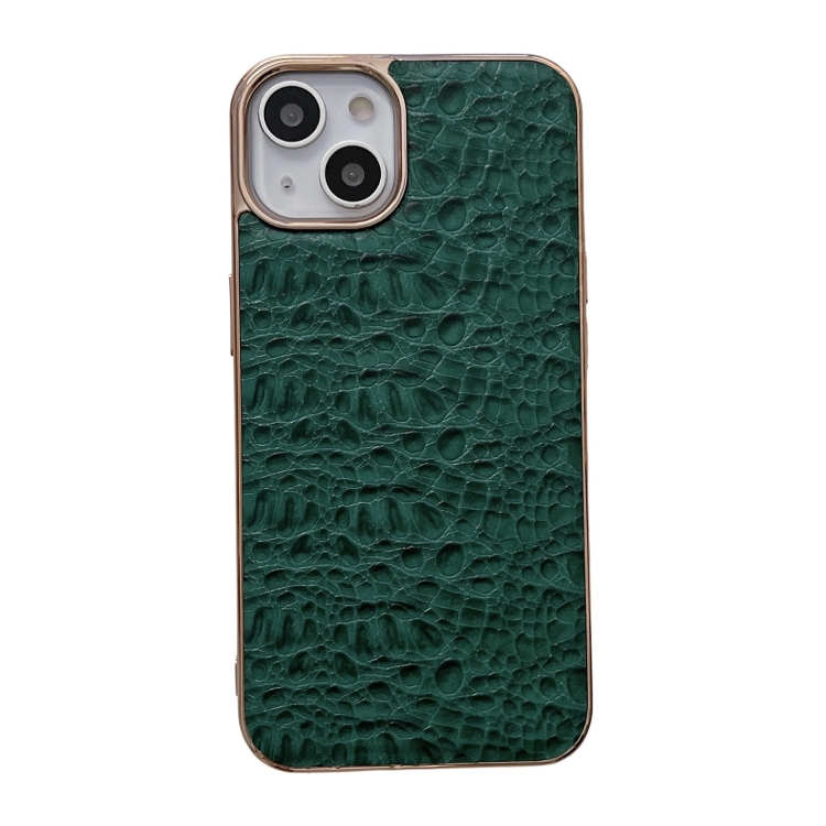 

Sky Series Nano Electroplating Genuine Leather Phone Case For iPhone 14(Green)