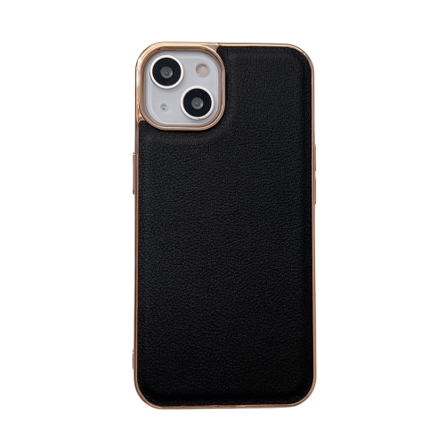 

Waves Series Nano Electroplating Genuine Leather Phone Case For iPhone 14 Plus(Black)