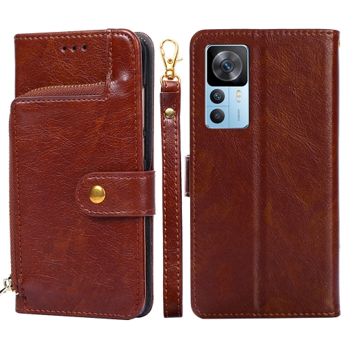 

For Xiaomi Redmi K50 Ultra Zipper Bag Leather Phone Case(Brown)