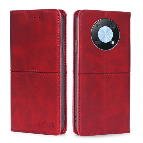 

For Huawei nova Y90 4G Cow Texture Magnetic Horizontal Flip Leather Phone Case(Red)