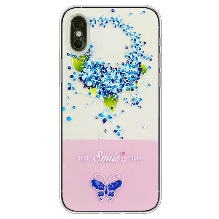 

Bronzing Butterfly Flower TPU Phone Case For iPhone XS / X(Hydrangea)