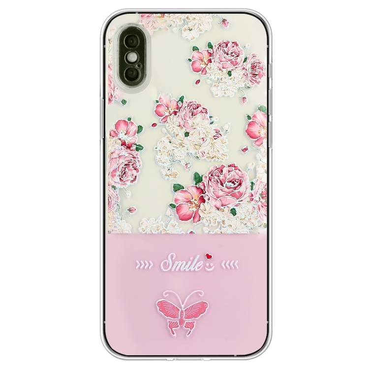 

For iPhone XS Max Bronzing Butterfly Flower TPU Phone Case(Peony)