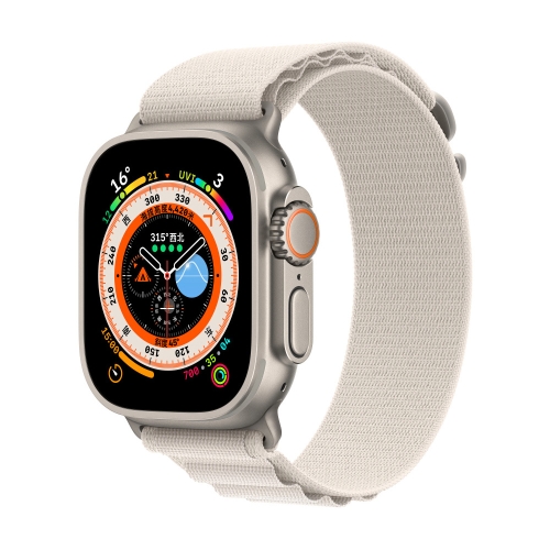 Nylon Loop Watch Band For Apple Watch Ultra & Ultra 2 49mm / Series 9&8&7 45mm / SE 2&6&SE&5&4 44mm(Starlight)