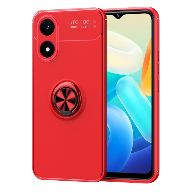 

For vivo Y02S Metal Ring Holder TPU Phone Case(Red)