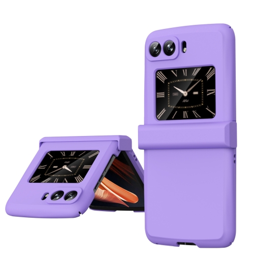 

For Motorola Moto Razr 2022 Skin Feel Macaron Three-piece Set Hinge Phone Case(Purple)