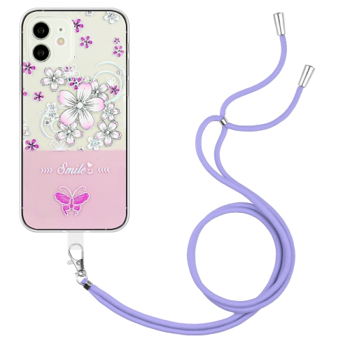 

Bronzing Butterfly Flower TPU Phone Case with Lanyard For iPhone 11(Cherry Blossoms)