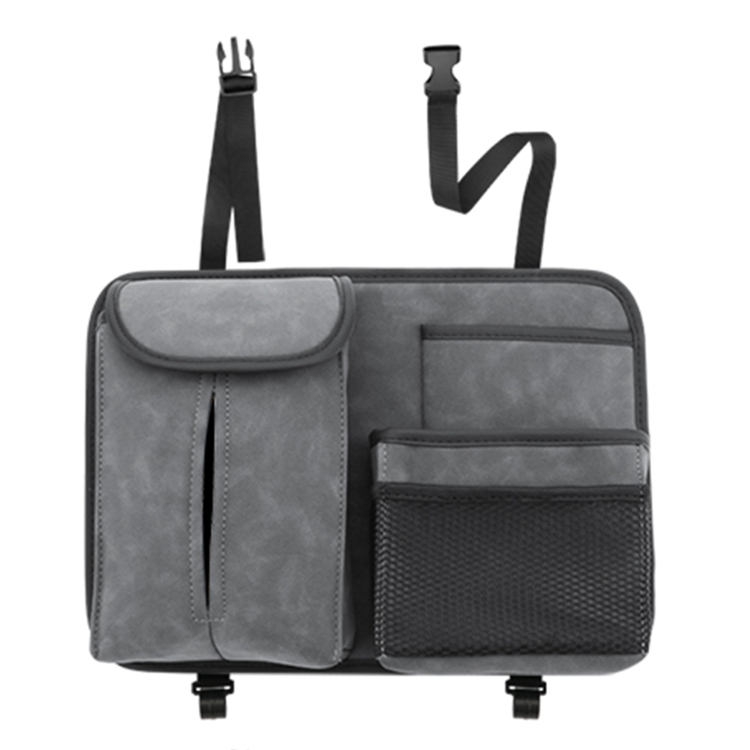 

2 PCS Car Seat Back Hanging Bag Sheepskin Leather Storage Bag With Hook(Grey)