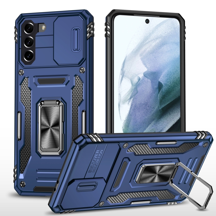 

For Samsung Galaxy S22+ 5G Armor PC + TPU Camera Shield Phone Case(Navy Blue)