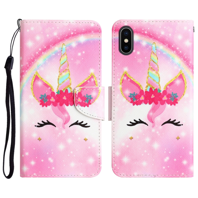 

Colored Drawing Leather Phone Case For iPhone X(Unicorn)