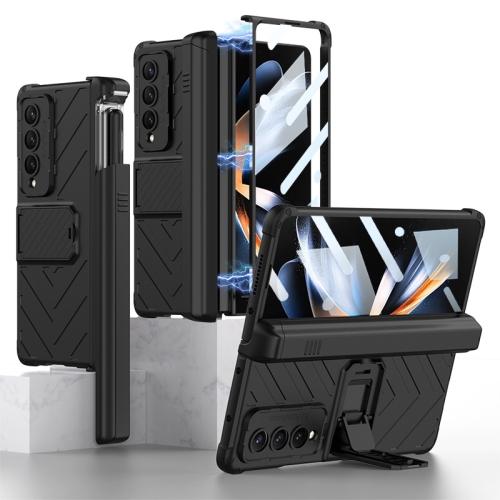 

For Samsung Galaxy Z Fold4 GKK Integrated Magnetic Armor Flip Phone Case With Pen Box(Black)