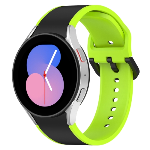 

For Samsung Galaxy Watch4 Classic 46mm / Watch4 44mm Two-color Silicone Watch Band(Black Lime)