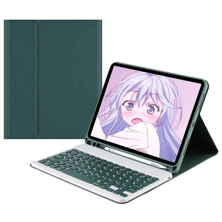 

A7 Square Cap Bluetooth Keyboard Leather Case with Pen Slot For Samsung Galaxy Tab S7(Dark Green)