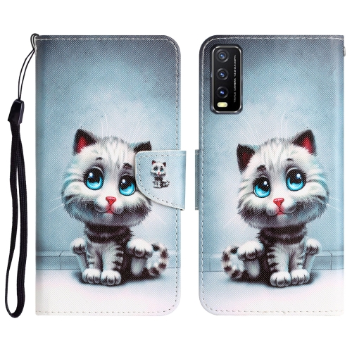 

For vivo Y20 / Y12s Colored Drawing Leather Phone Case(Blue Eyes)