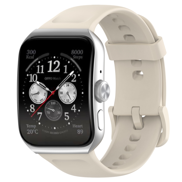 

For OPPO Watch 3 Pro Solid Color Soft Silicone Watch Band(Creamy White)